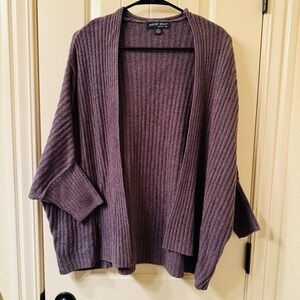 Barefoot Dreams CozyChic Lite Ribbed Dolman Shrug Cardigan L/XL Graphite Purple